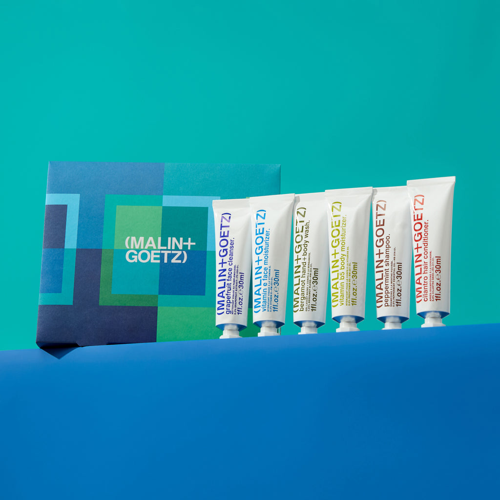 holiday edition best-sellers essentials kit featuring 1 oz face, body + hair care products